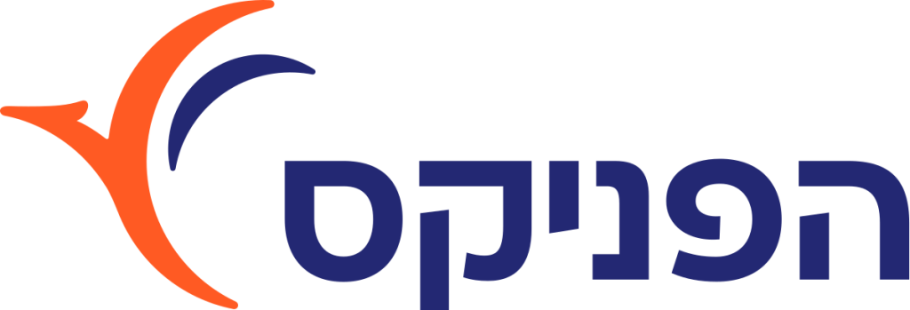 לוגו של הפניקס שותפים אסטרטגיים של אאורה - הלוגו בצבע כחול ככה עם סימן V כתום.